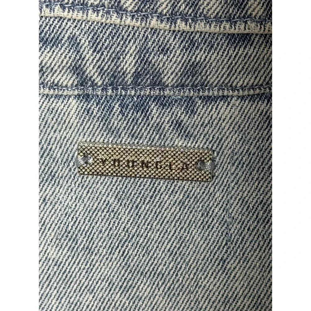 Youngla Distressed Swaggy Zipper Jean Jacket Light Blue YP5042 Mens XL